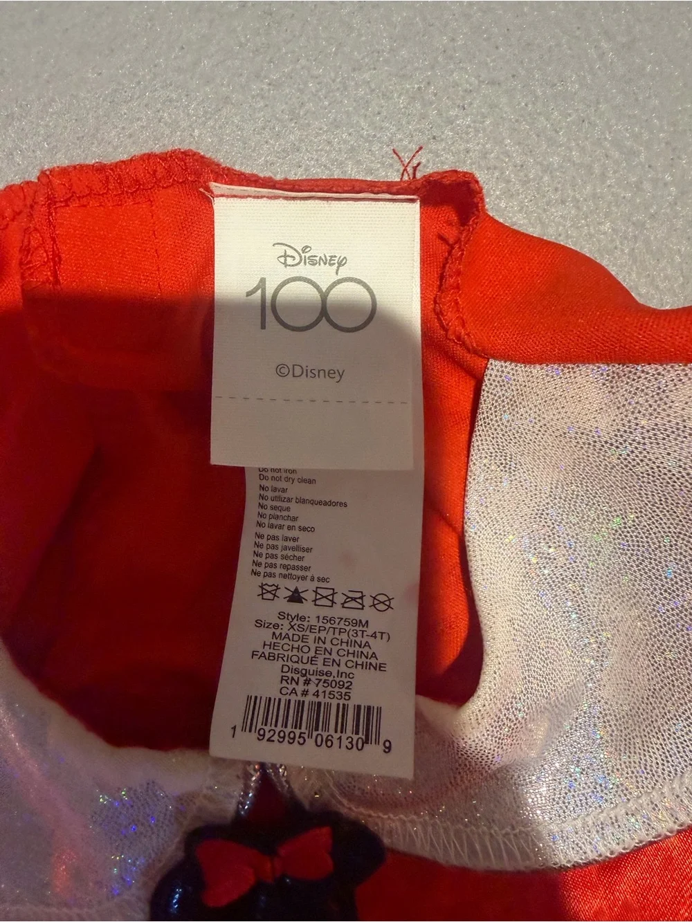 Disney Red Dress Costume with Silver Polka Dots lights up